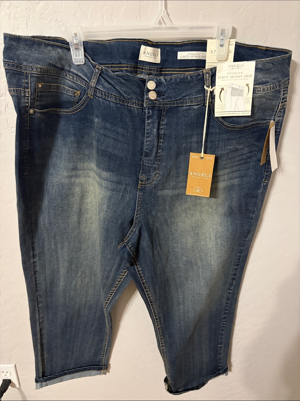 Angels Mid-Dark Blue Cropped Curvy Skinny Jeans